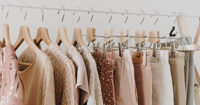 Trendy clothing hanging in a boutique