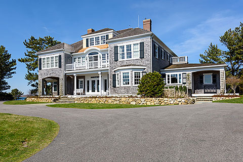 Shingle-style waterfront home at 123 Penzance Road in Woods Hole