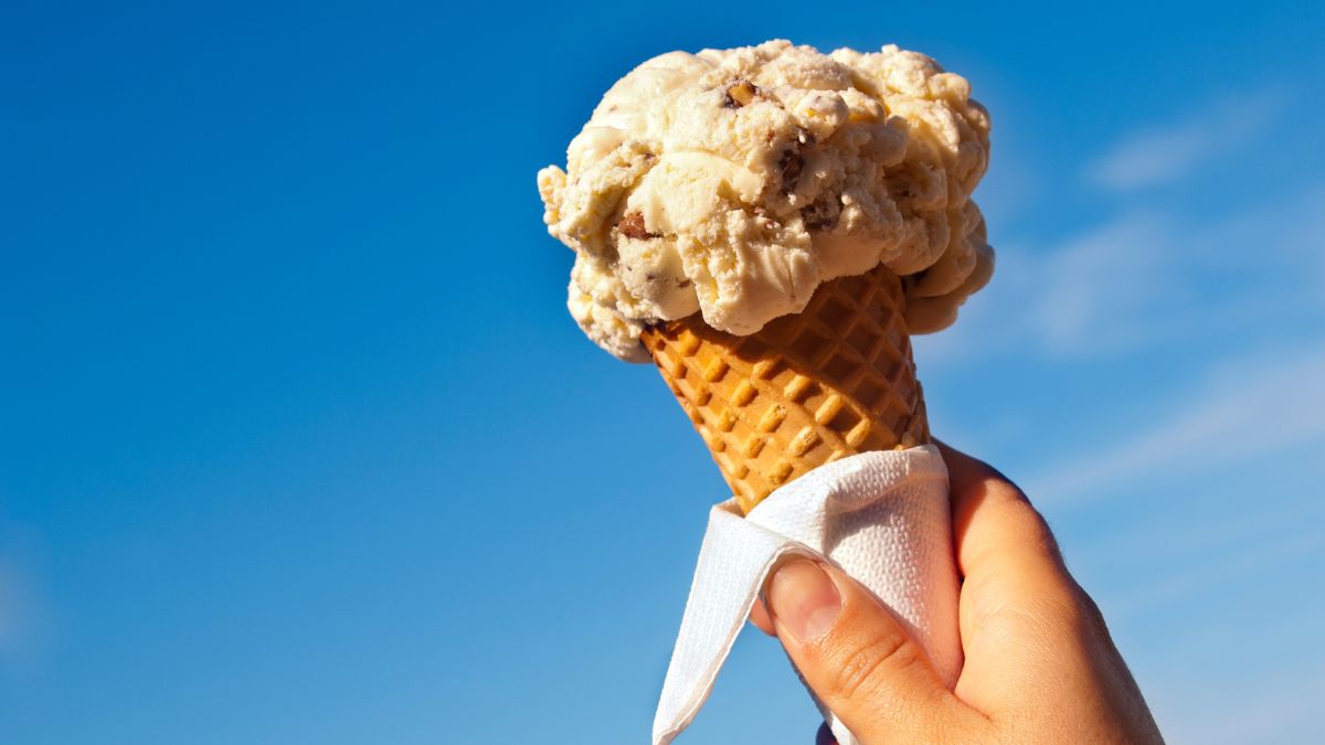 Ice cream cone with blue sky in background - Sundae School, Harwich