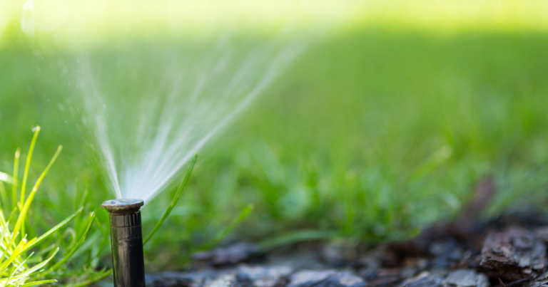 close up shot of irrigation system at home