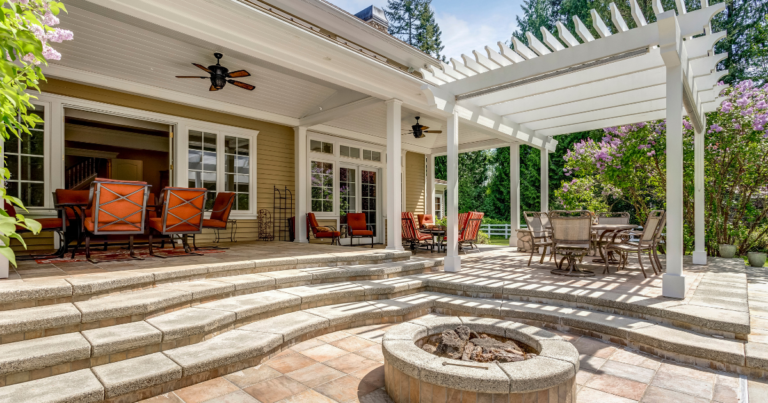 large outdoor stone patio