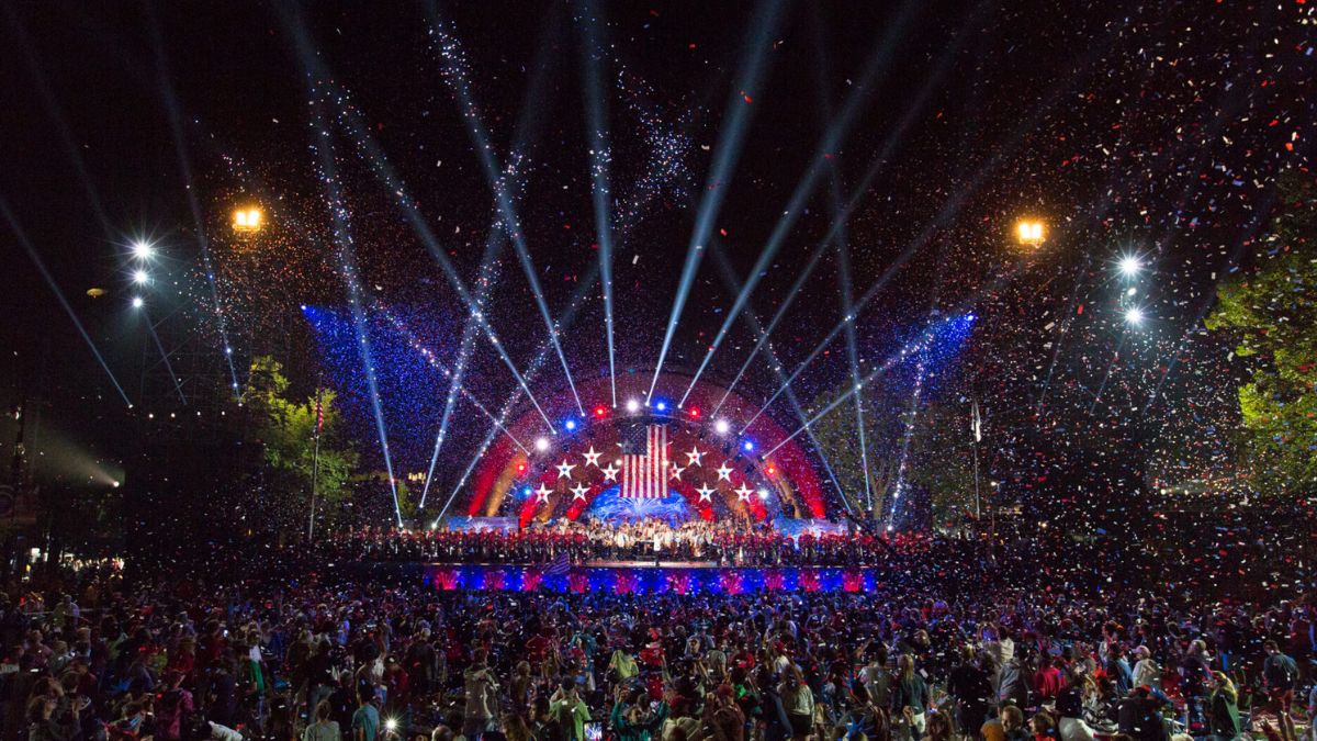 Boston Pops Fireworks Spectacular with concert lights and fireworks