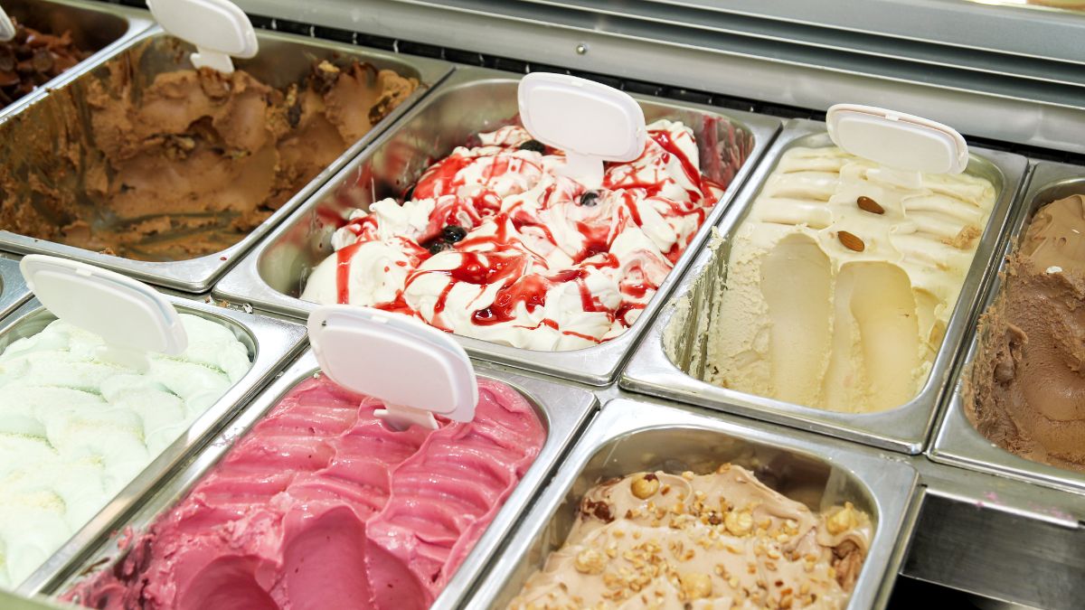 Ice Cream fridge display at local Cape Cod Ice Cream Shop