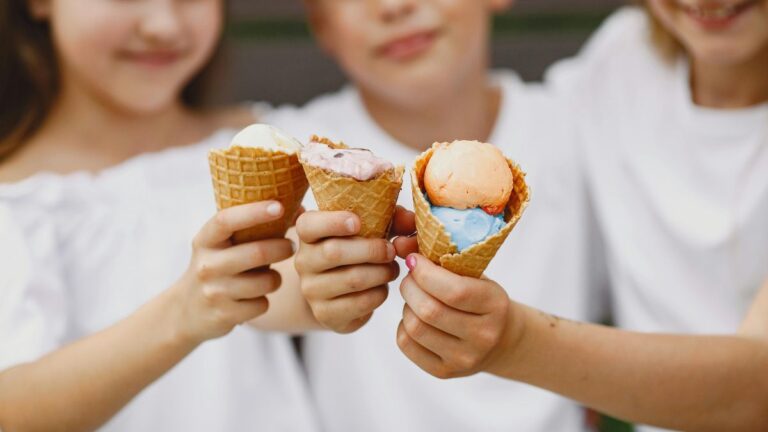Kids with ice cream cones - homemade waffle cones on Cape Cod - Best Ice cream