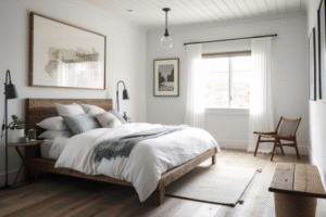 updated and modern primary bedroom