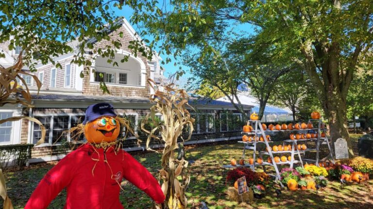 Pumpkin People in the Park display in Chatham on Cape Cod