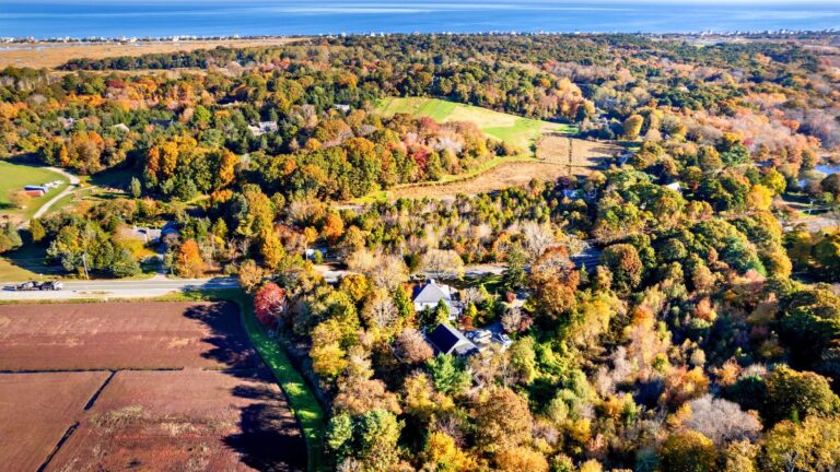 Fall foliage along historic Route 6A on Cape Cod