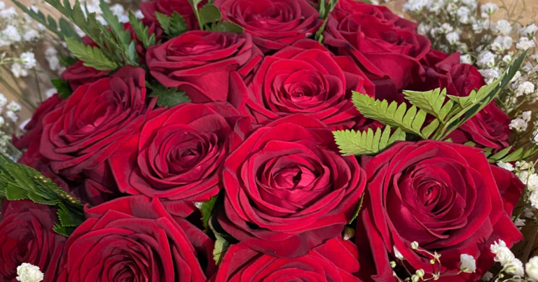 red rose bouquet Boston flower shop arrangement