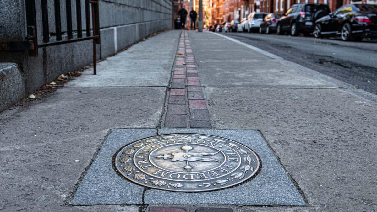 Freedom Trail brick path marker historic walking trail Boston