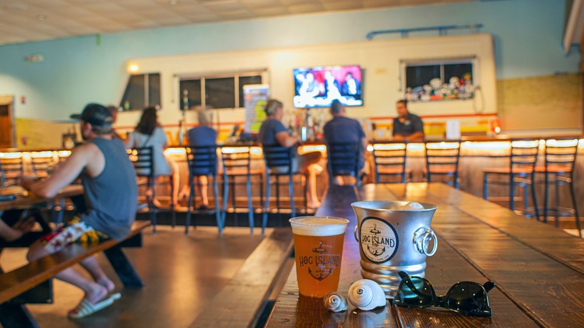 Taproom at Hog Island Beer Co. in Orleans, Massachusetts