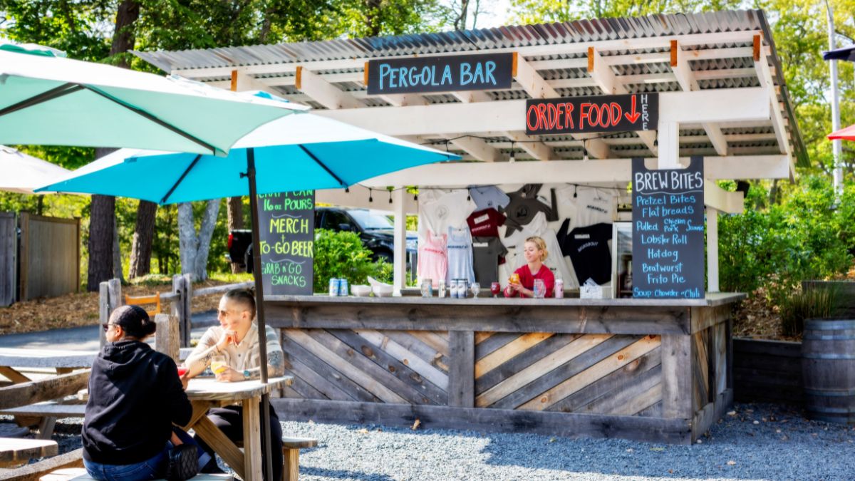 Outdoor Pergola Bar at Naukabout Beer Company in Mashpee